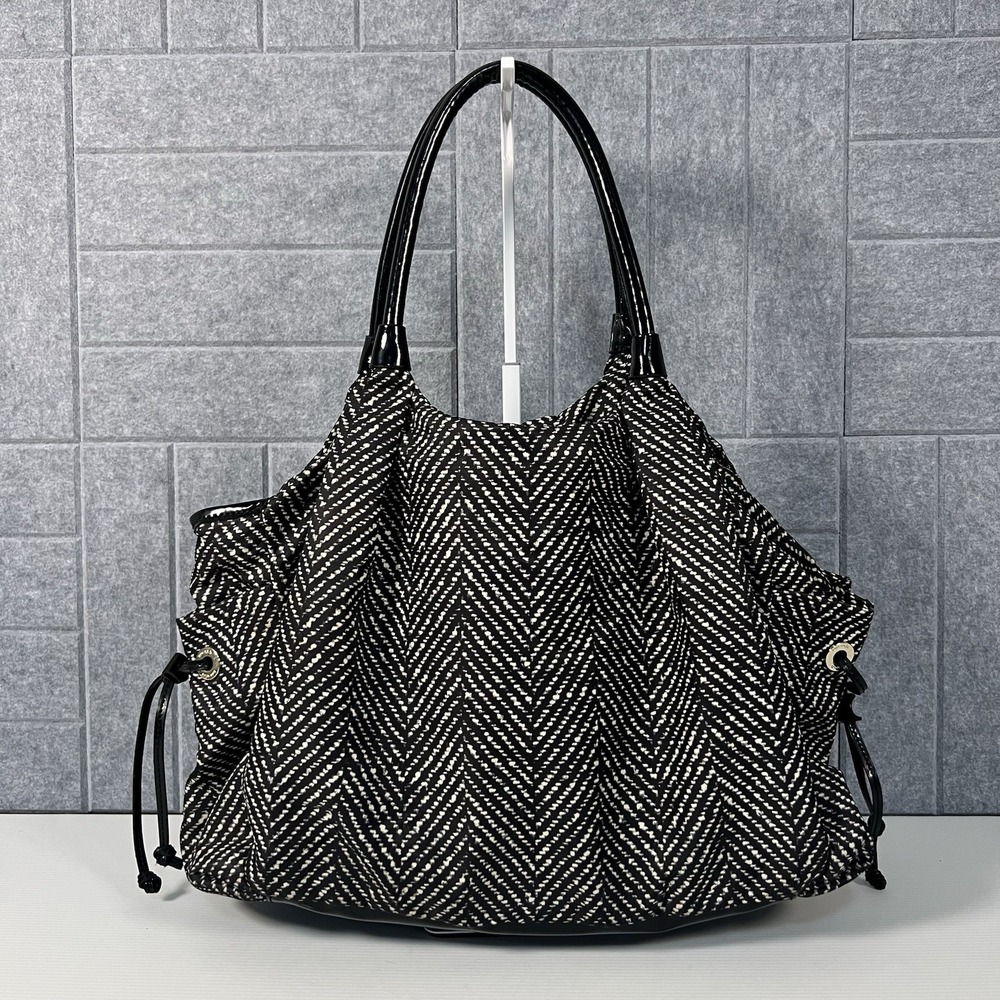 Kate Spade Stevie Baby Diaper Bag Black Herringbone Chevron Tote w/ Changing Pad - Picture 3 of 16